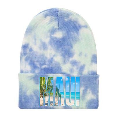 Maui Hawaii Souvenir Merch Family Summer Beach Vacay Cute Gift Tie Dye 12in Knit Beanie