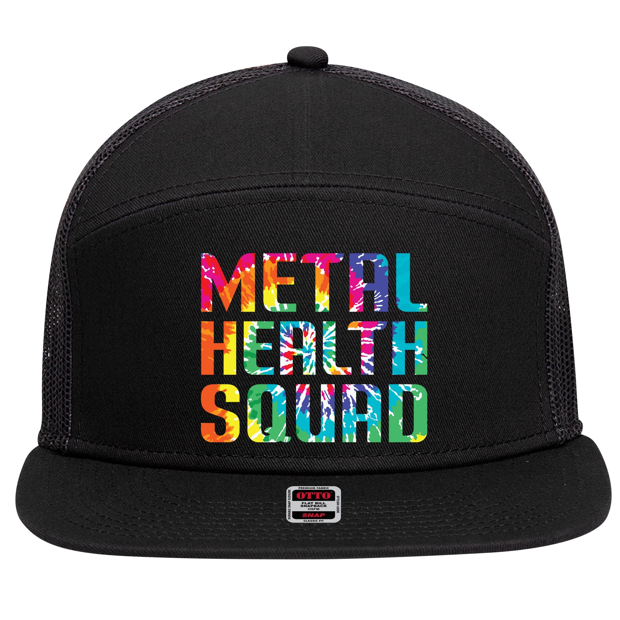 Mental Health Squad Tie Dye 7 Panel Mesh Trucker Snapback Hat