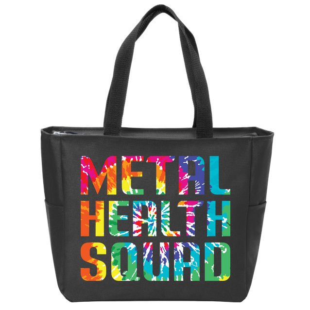 Mental Health Squad Tie Dye Zip Tote Bag