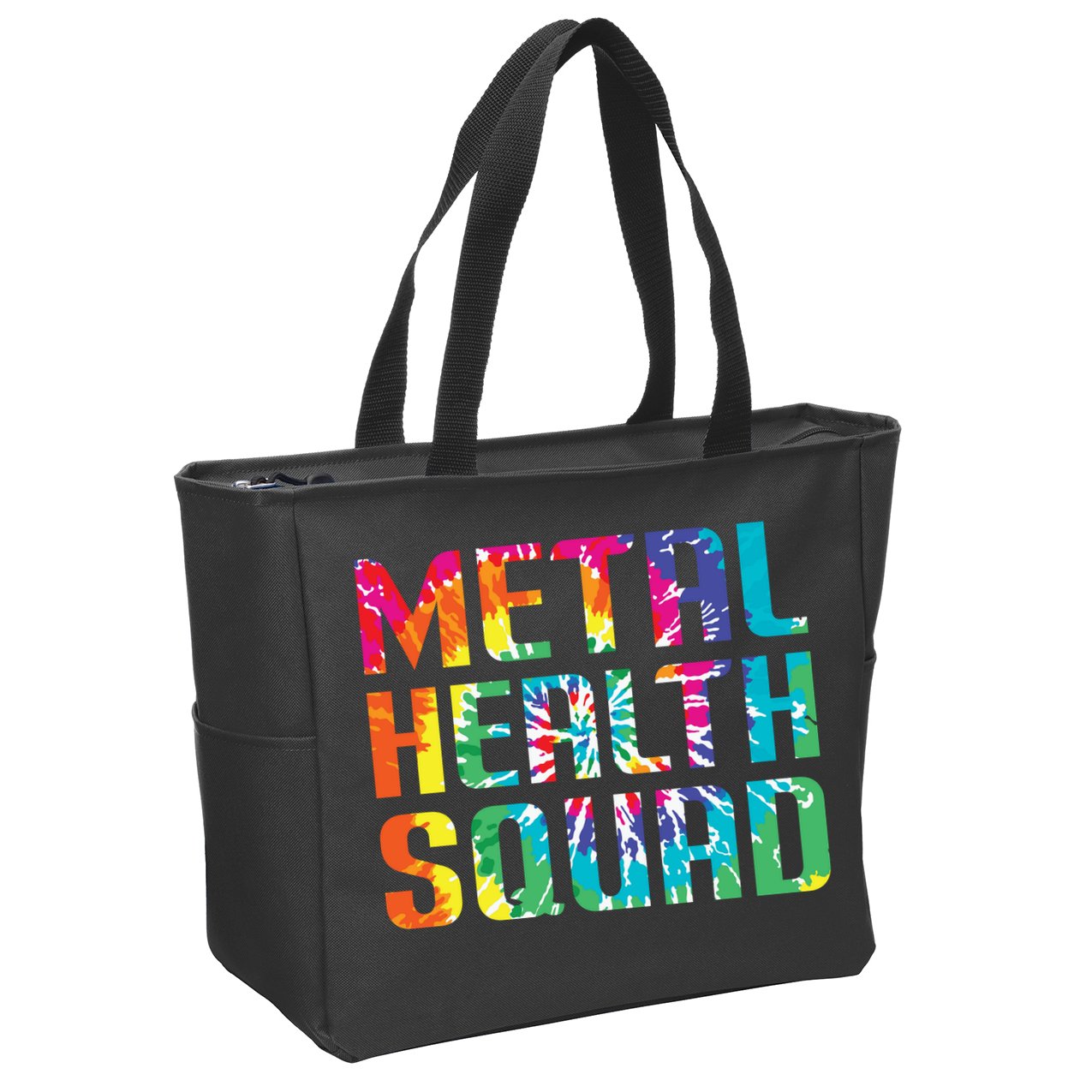 Mental Health Squad Tie Dye Zip Tote Bag