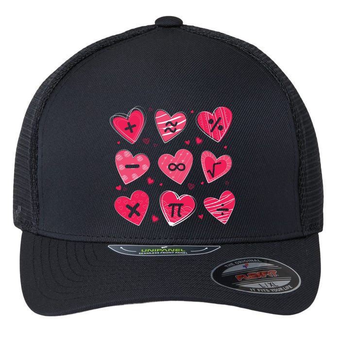 Math Heart Symbols Addition Pi Equation Design Gift Flexfit Unipanel Trucker Cap