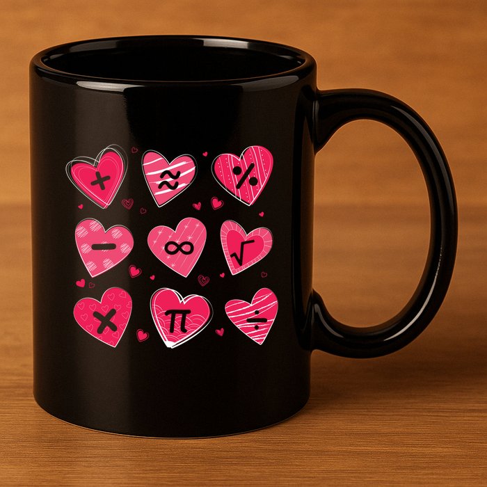 Math Heart Symbols Addition Pi Equation Design Gift 11oz C Handle Ceramic Mug