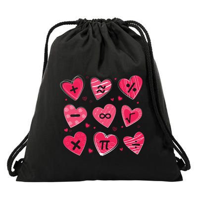Math Heart Symbols Addition Pi Equation Design Gift Drawstring Bag
