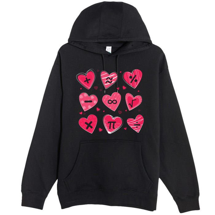 Math Heart Symbols Addition Pi Equation Design Gift Premium Pullover Hoodie