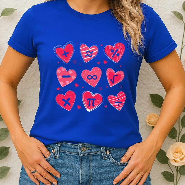 Math Heart Symbols Addition Pi Equation Design Gift Womens T-Shirt