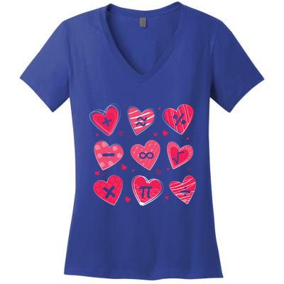 Math Heart Symbols Addition Pi Equation Design Gift Women's V-Neck T-Shirt