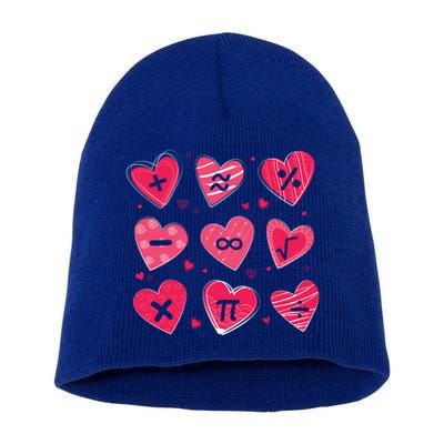 Math Heart Symbols Addition Pi Equation Design Gift Short Acrylic Beanie