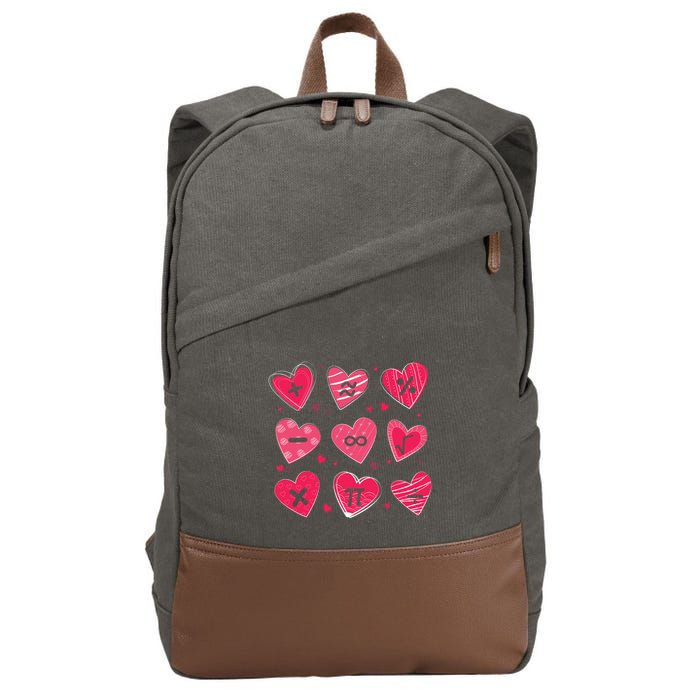 Math Heart Symbols Addition Pi Equation Design Gift Cotton Canvas Backpack