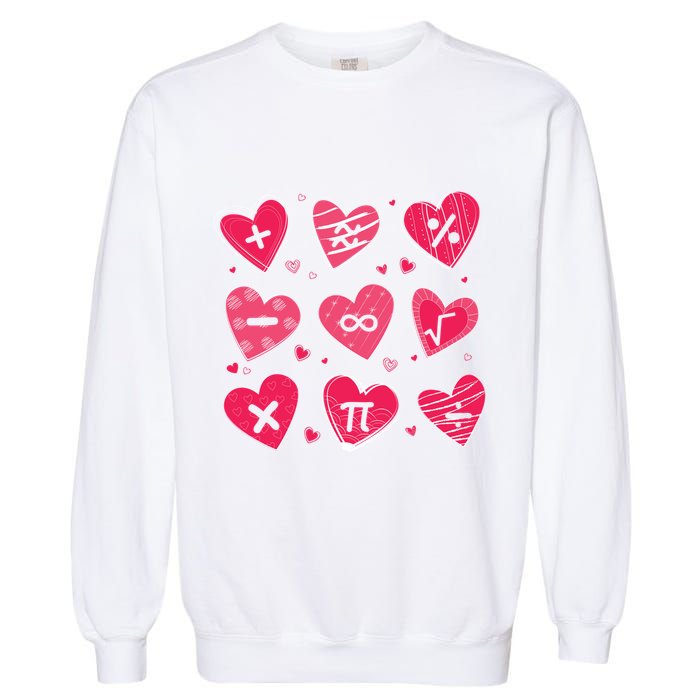 Math Heart Symbols Addition Pi Equation Design Gift Garment-Dyed Sweatshirt