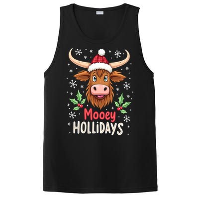 Mooey Holidays Santa Hat Merry Christmas Highland Cow Cute Gift PosiCharge Competitor Tank