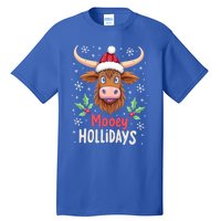 Mooey Holidays Santa Hat Merry Christmas Highland Cow Cute Gift Tall T-Shirt