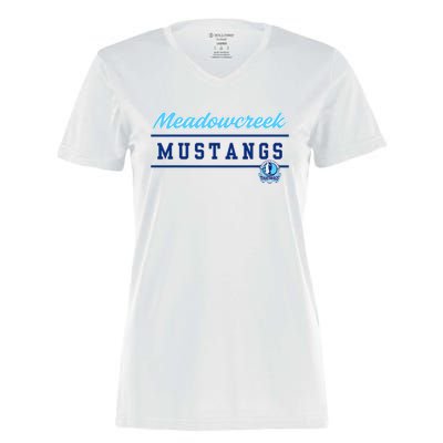 Meadowcreek High School Mustangs Lined Up Women's Momentum V-Neck T-Shirt