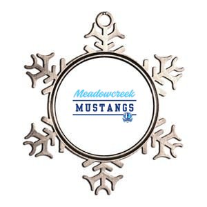 Meadowcreek High School Mustangs Lined Up Metallic Star Ornament