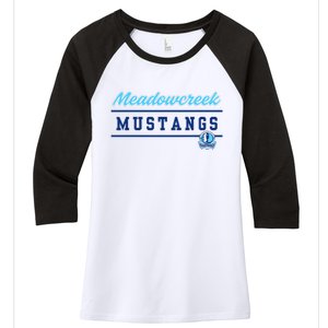 Meadowcreek High School Mustangs Lined Up Women's Tri-Blend 3/4-Sleeve Raglan Shirt