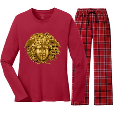 Medusa Head Snake Hair Greek Myth Gorgon Women's Long Sleeve Flannel Pajama Set 