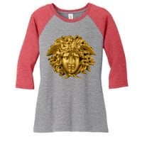 Medusa Head Snake Hair Greek Myth Gorgon Women's Tri-Blend 3/4-Sleeve Raglan Shirt