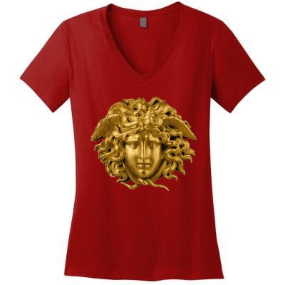 Medusa Head Snake Hair Greek Myth Gorgon Women's V-Neck T-Shirt