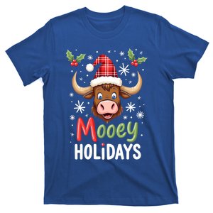 Mooey Holidays Santa Hat Merry Christmas Highland Cow Gift T-Shirt