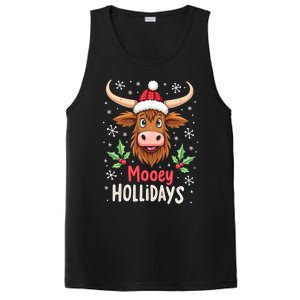 Mooey Holidays Santa Hat Merry Christmas Highland Cow Gift PosiCharge Competitor Tank