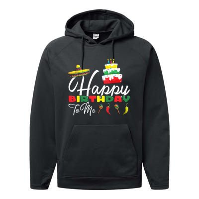 Mexican Holliday Sombrero Cute Cake Happy Birthday To Me Performance Fleece Hoodie