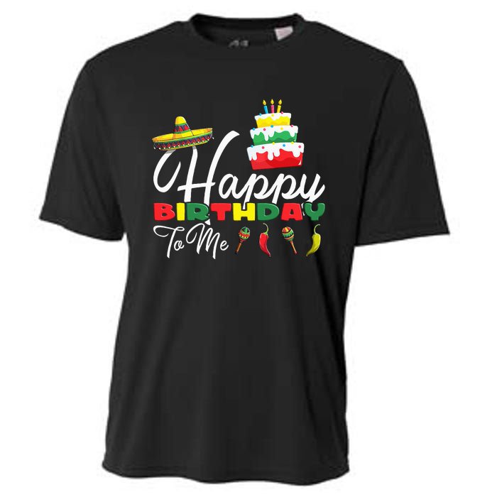 Mexican Holliday Sombrero Cute Cake Happy Birthday To Me Cooling Performance Crew T-Shirt