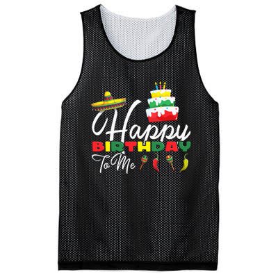 Mexican Holliday Sombrero Cute Cake Happy Birthday To Me Mesh Reversible Basketball Jersey Tank