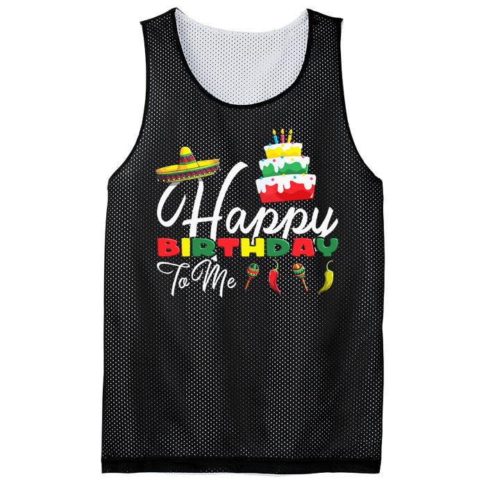 Mexican Holliday Sombrero Cute Cake Happy Birthday To Me Mesh Reversible Basketball Jersey Tank