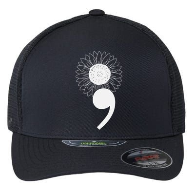 Mental Health Sunflower Semicolon Flexfit Unipanel Trucker Cap