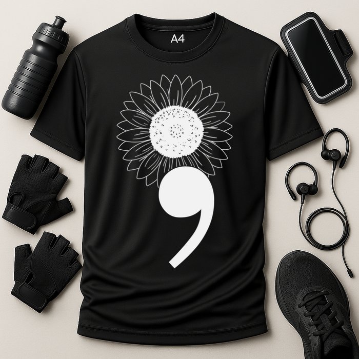Mental Health Sunflower Semicolon Cooling Performance Crew T-Shirt