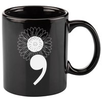 Mental Health Sunflower Semicolon 11oz C Handle Ceramic Mug