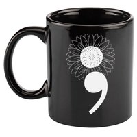 Mental Health Sunflower Semicolon 11oz C Handle Ceramic Mug
