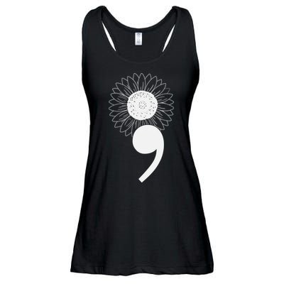 Mental Health Sunflower Semicolon Ladies Essential Flowy Tank