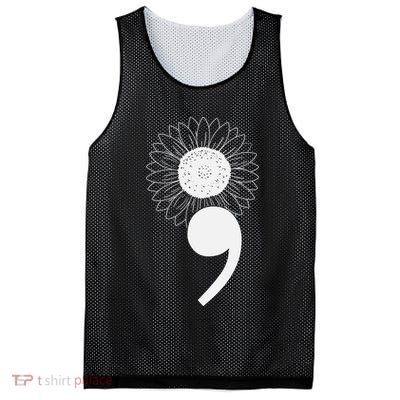 Mental Health Sunflower Semicolon Mesh Reversible Basketball Jersey Tank