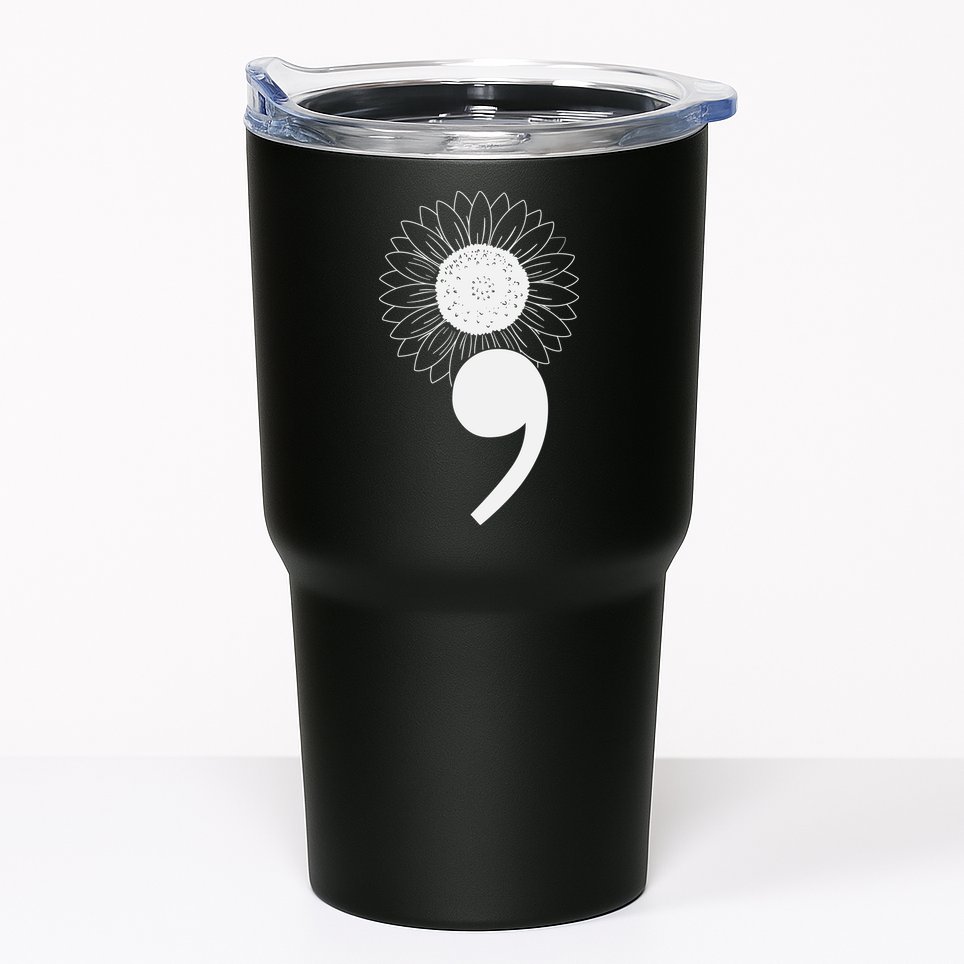 Mental Health Sunflower Semicolon Tumbler