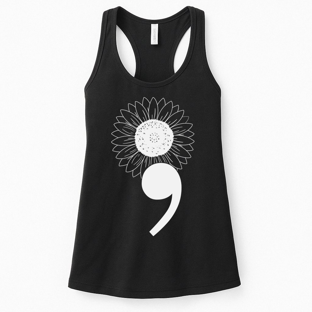 Mental Health Sunflower Semicolon Womens Tank Top