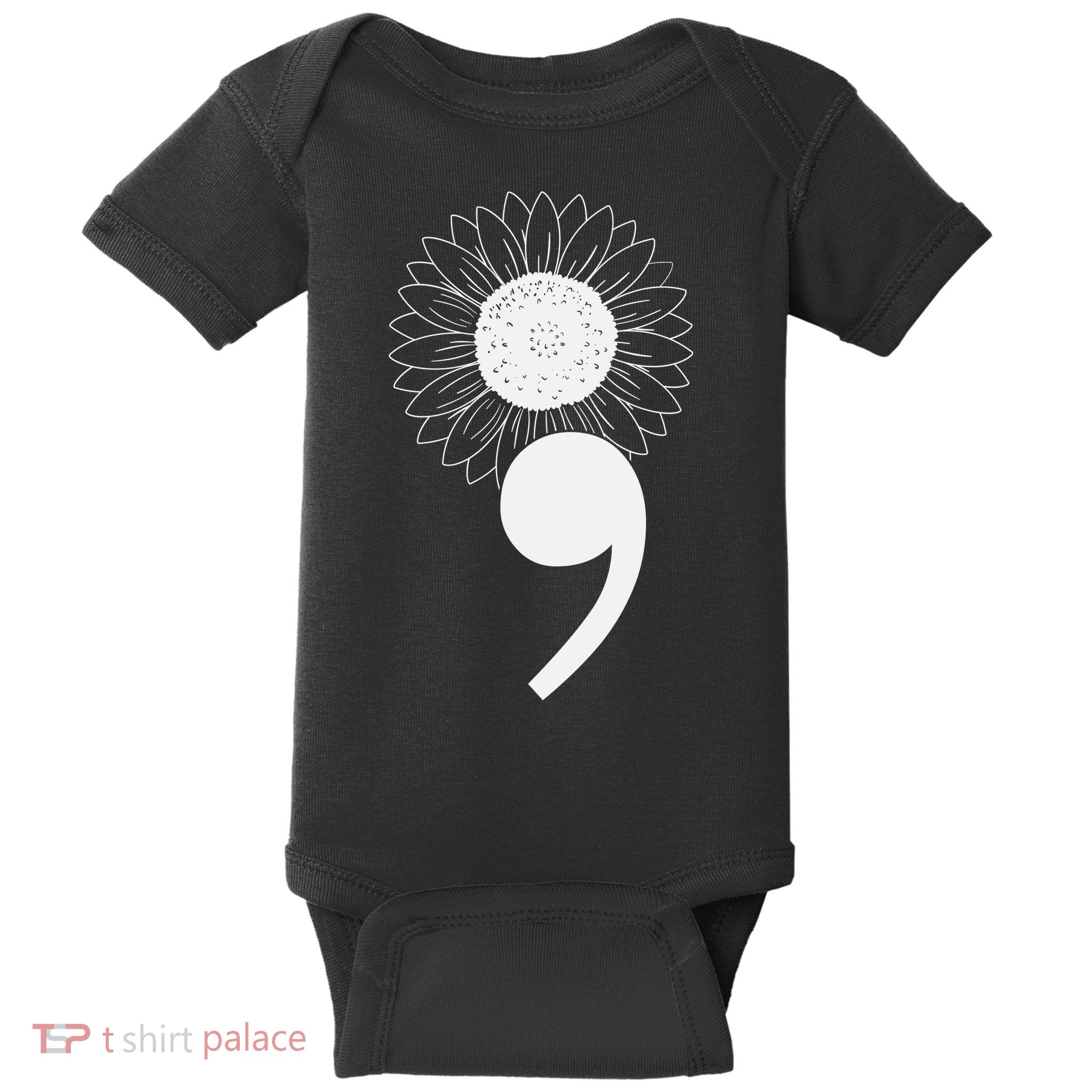 Mental Health Sunflower Semicolon Baby Bodysuit