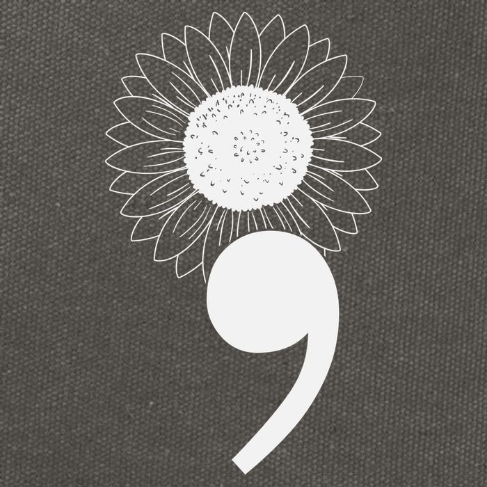 Mental Health Sunflower Semicolon Cotton Canvas Backpack