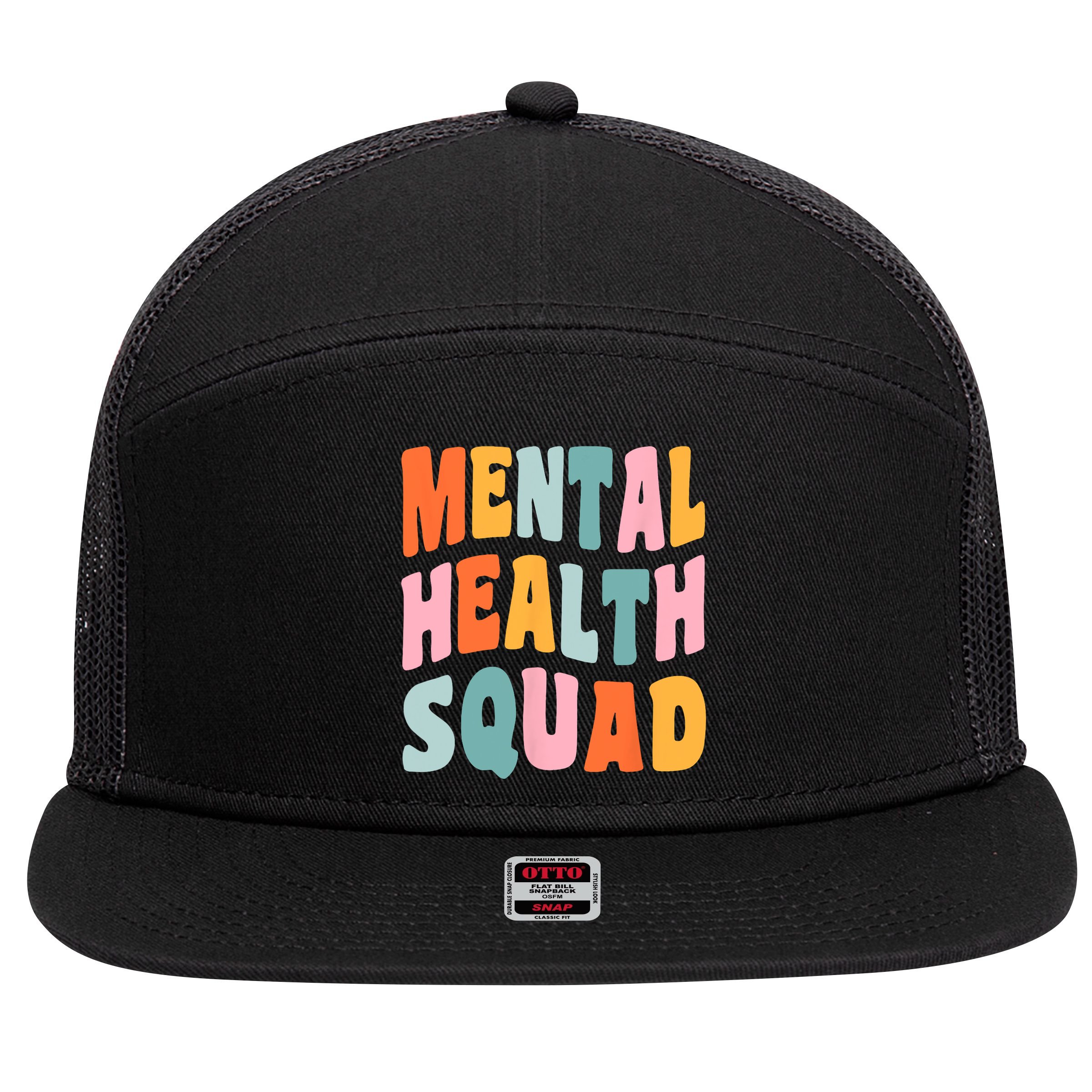 Mental Health Squad Awareness 7 Panel Mesh Trucker Snapback Hat