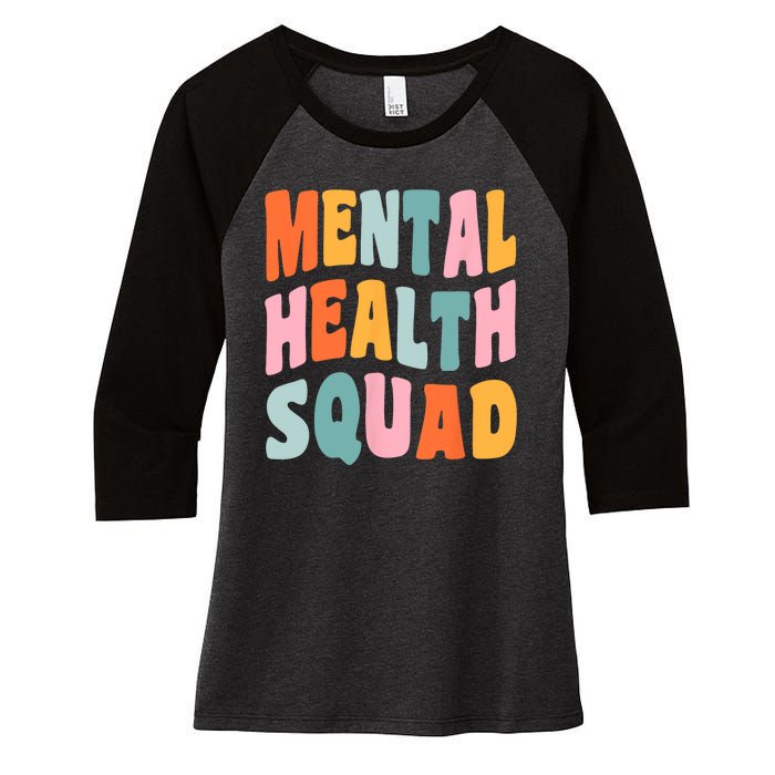 Mental Health Squad Awareness Women's Tri-Blend 3/4-Sleeve Raglan Shirt