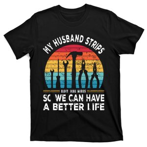 My Husband Strips Wires Lineman And Funny Electrician T-Shirt