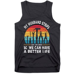 My Husband Strips Wires Lineman And Funny Electrician Tank Top