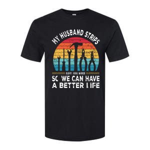 My Husband Strips Wires Lineman And Funny Electrician Softstyle CVC T-Shirt