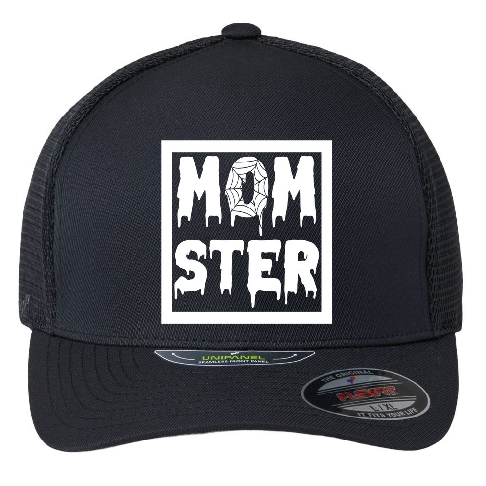 Momster Halloween Spooky Mom Flexfit Unipanel Trucker Cap