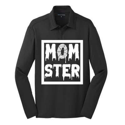 Momster Halloween Spooky Mom Silk Touch Performance Long Sleeve Polo