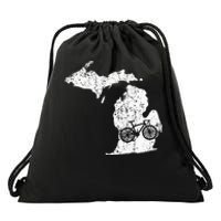 Michigan Home State Bike Cycling Triathlon Gift Drawstring Bag