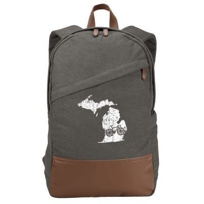 Michigan Home State Bike Cycling Triathlon Gift Cotton Canvas Backpack