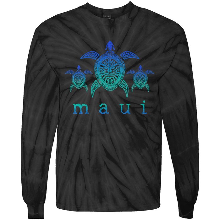 Maui Hawaii Sea Turtles Hawaiian Scuba Diving Souvenir Tie-Dye Long Sleeve Shirt