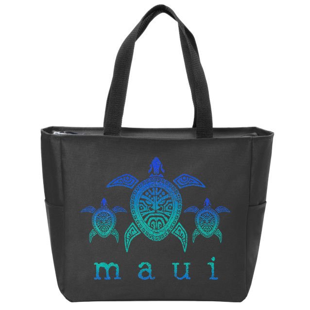 Maui Hawaii Sea Turtles Hawaiian Scuba Diving Souvenir Zip Tote Bag
