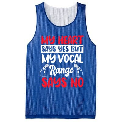 My Heart Says Yes But My Vocal Range Says No Karaoke Ktv Gift Mesh Reversible Basketball Jersey Tank