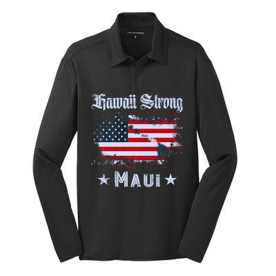 Maui Hawaii Strong Distressed Look Hawaii Silk Touch Performance Long Sleeve Polo